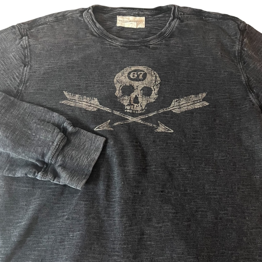 Vtg Denim & Supply Ralph Lauren Mens L Distress Long Sleeve Shirt Skull & Arrows - Picture 2 of 10